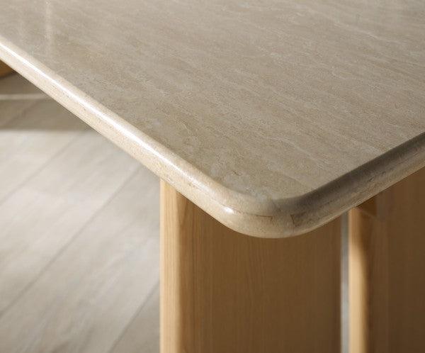 Bellarose Travertine Dining Table in Natural with Ash wood Legs