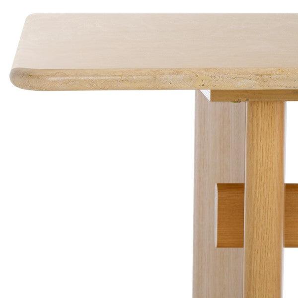 Bellarose Travertine Dining Table in Natural with Ash wood Legs