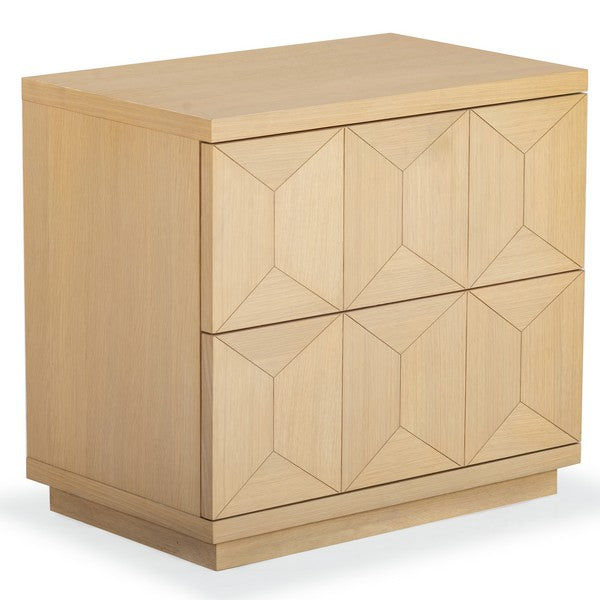 Deziree Wood Nightstand in Natural with 2 Drawer