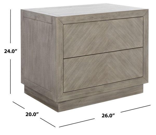 Safavieh Steve Light Grey 2 Drawer Wood Nightstand