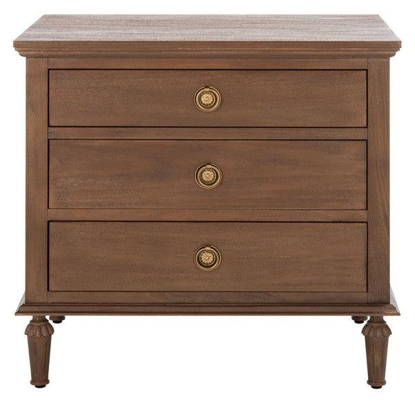 Safavieh Lisabet 3 Drawer Brown Wood Nightstand