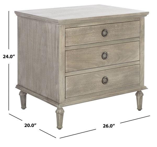 Safavieh Lisabet Light Grey 3-Drawer Wood Nightstand