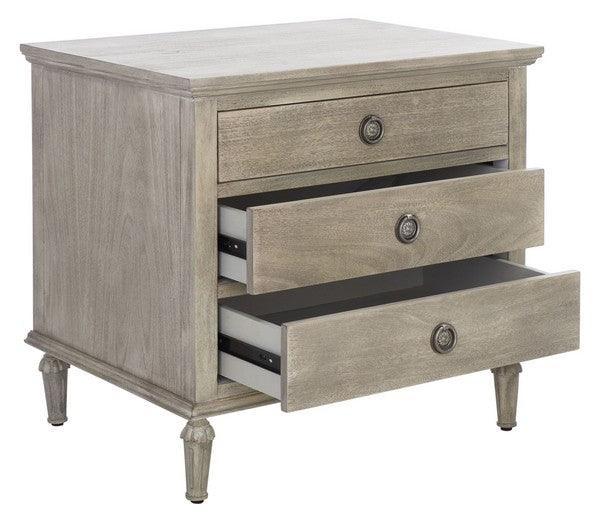 Safavieh Lisabet Light Grey 3-Drawer Wood Nightstand