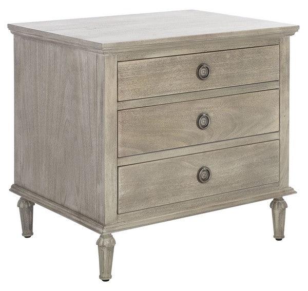 Safavieh Lisabet Light Grey 3-Drawer Wood Nightstand