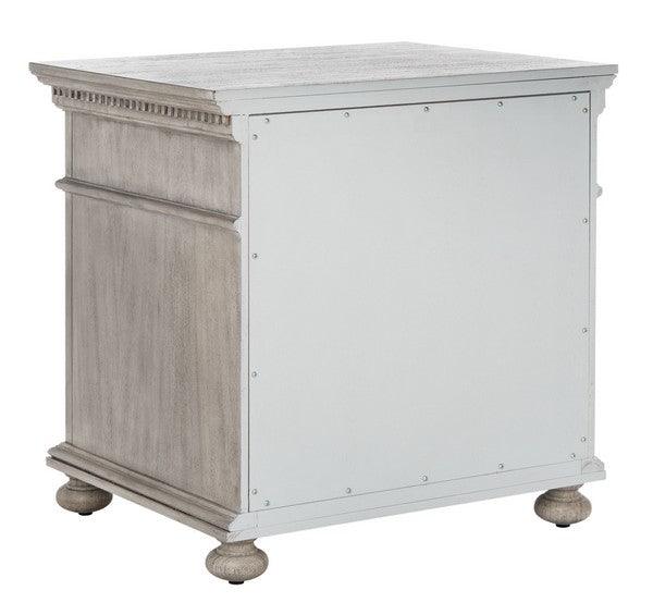 Safavieh Allisyn 3 Drawer Nightstand in Light Gray with Antiqued Silver Knobs