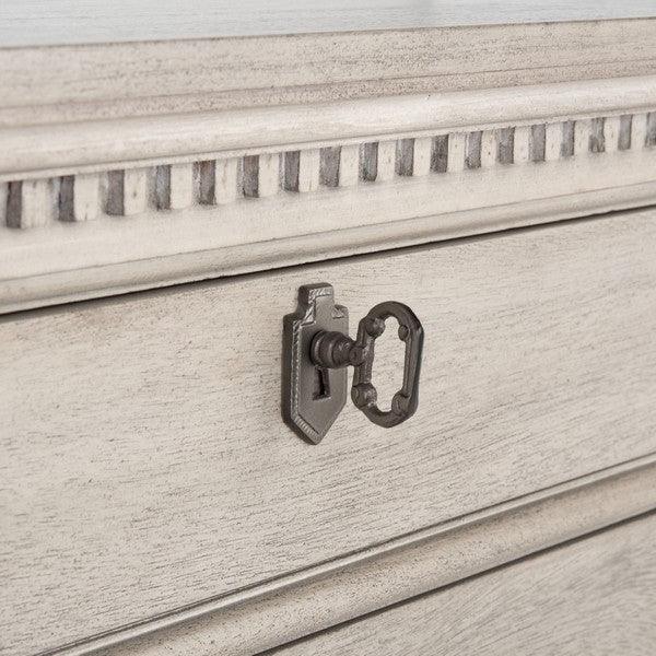 Safavieh Allisyn 3 Drawer Nightstand in Light Gray with Antiqued Silver Knobs