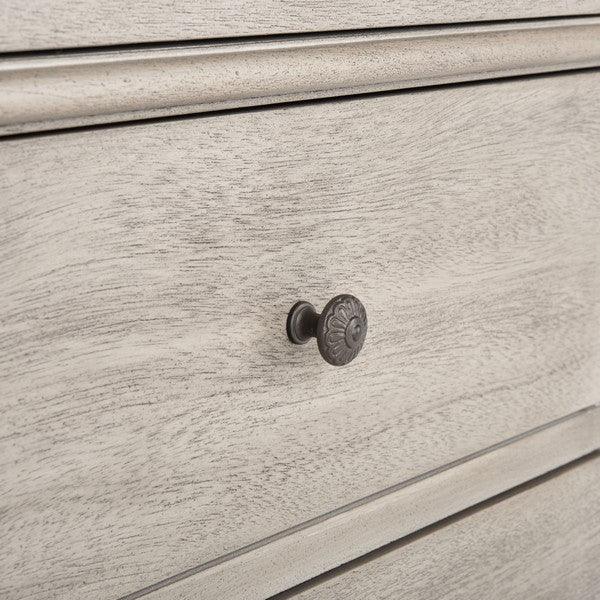 Safavieh Allisyn 3 Drawer Nightstand in Light Gray with Antiqued Silver Knobs