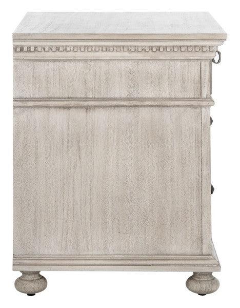 Safavieh Allisyn 3 Drawer Nightstand in Light Gray with Antiqued Silver Knobs