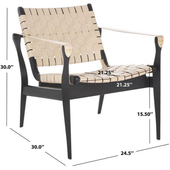 Safavieh Dilan Mahogany Wood Frame Accent Chair with Woven Leather Straps