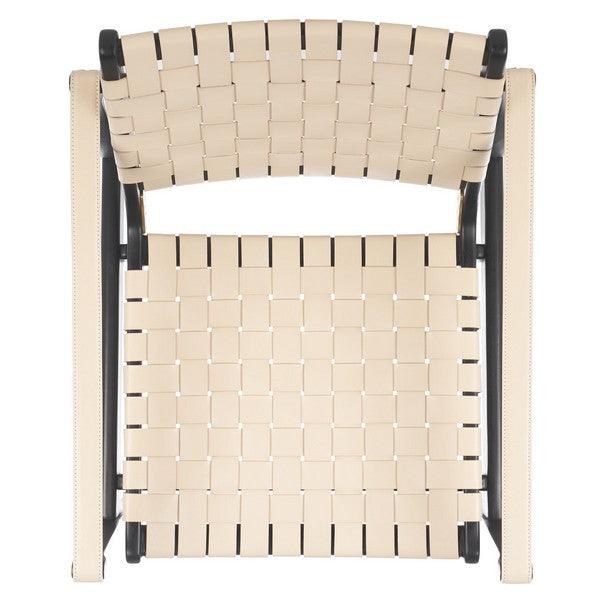 Safavieh Dilan Mahogany Wood Frame Accent Chair with Woven Leather Straps