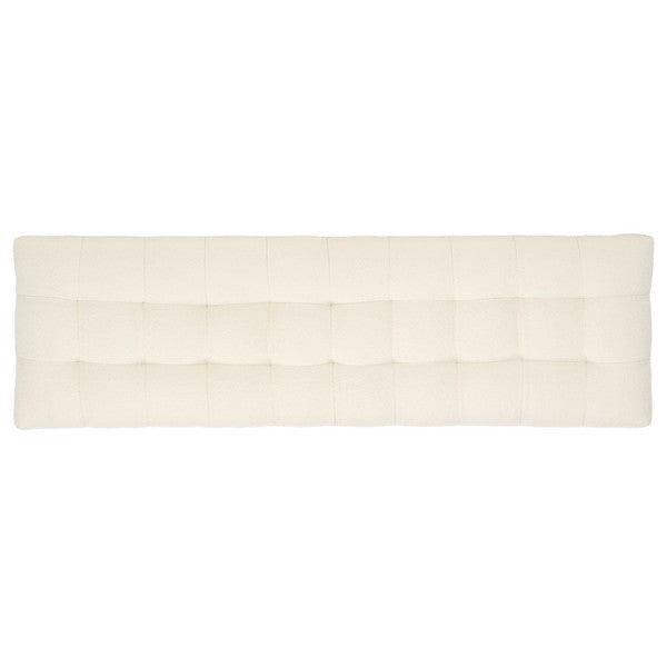 Safavieh Gallagher Tufted Boucle Bench in Beige with Natural Mindi Wood