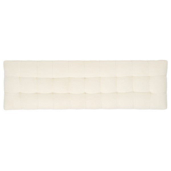 Safavieh Gallagher Tufted Boucle Bench in Beige with Natural Mindi Wood