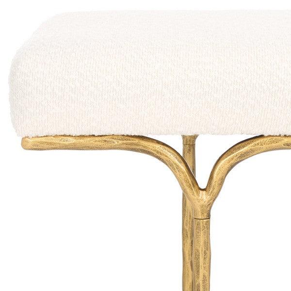 Safavieh Marvin Ivory Boucle 36" Bench in Brass Metal