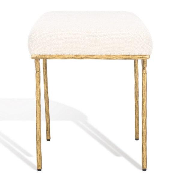 Safavieh Marvin Ivory Boucle 36" Bench in Brass Metal