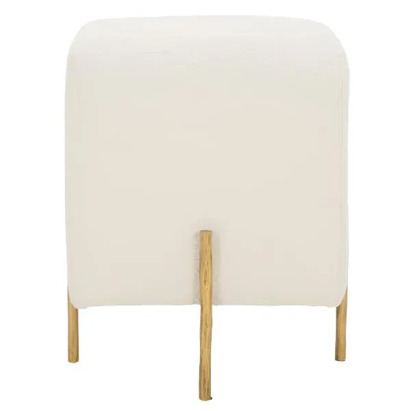 Jessa Square Boucle Ottoman in Ivory with Brass Frame