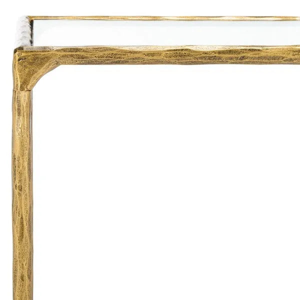 Isabellina Metal Accent Table in Brass with Mirrored Glass Top