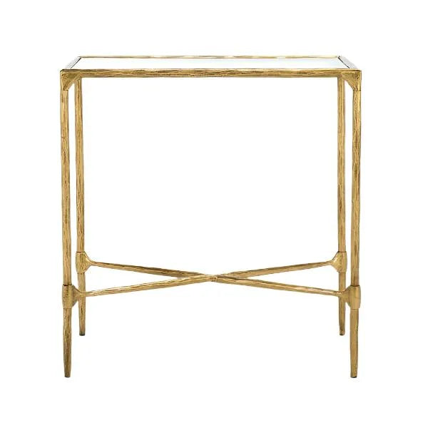 Isabellina Metal Accent Table in Brass with Mirrored Glass Top