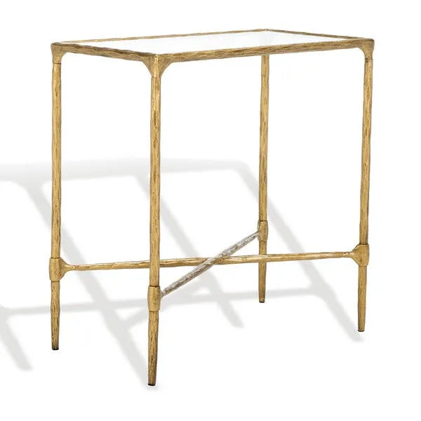 Isabellina Metal Accent Table in Brass with Mirrored Glass Top