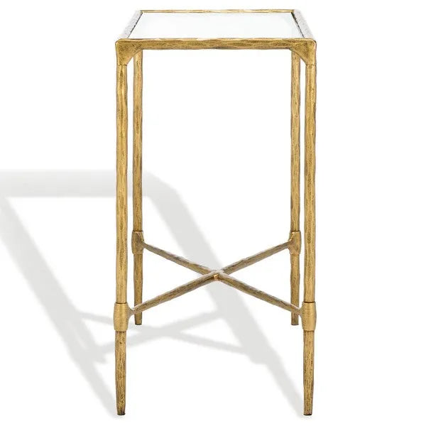 Isabellina Metal Accent Table in Brass with Mirrored Glass Top