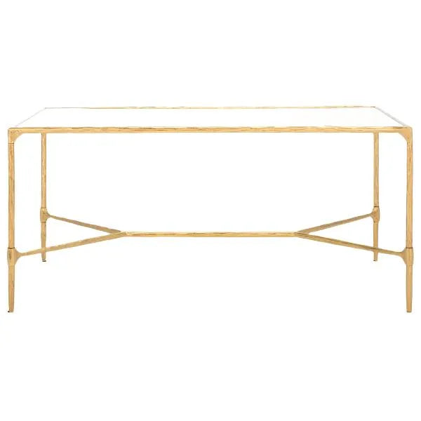 Isabellina Metal Coffee Table in Brass with Mirrored Glass Top