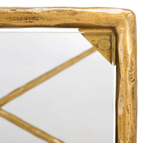 Isabellina Metal Console Table in Brass with Mirrored Glass Top