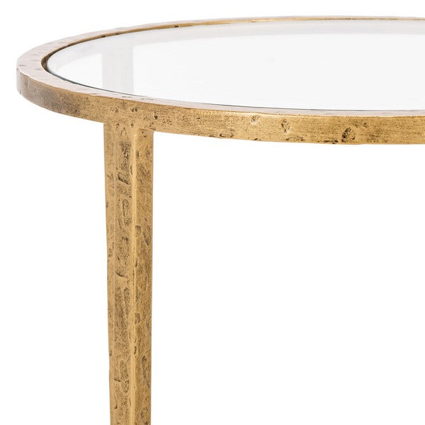 Tauri Forged Metal Round Accent Table in Brass