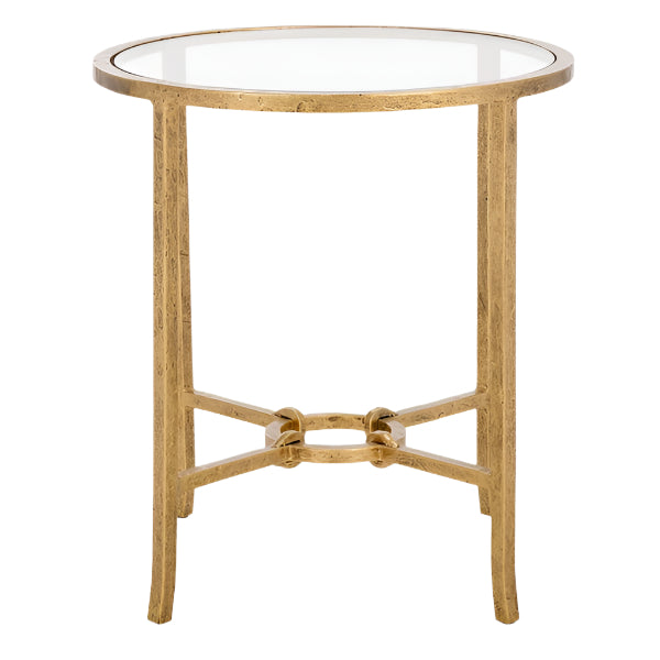 Tauri Forged Metal Round Accent Table in Brass