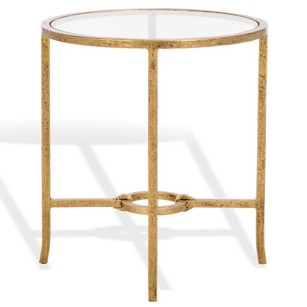 Tauri Forged Metal Round Accent Table in Brass