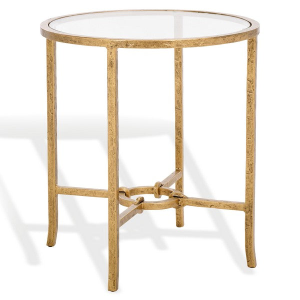 Tauri Forged Metal Round Accent Table in Brass