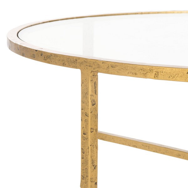 Tauri Forged Metal Round Coffee Table in Brass