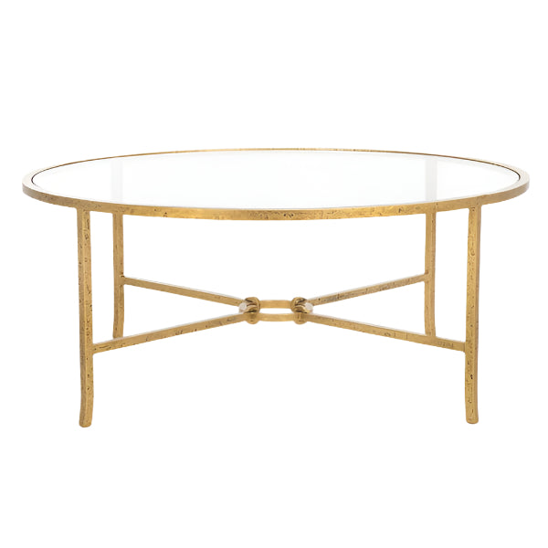 Tauri Forged Metal Round Coffee Table in Brass