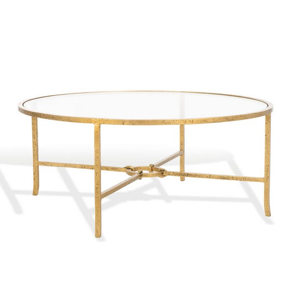 Tauri Forged Metal Round Coffee Table in Brass