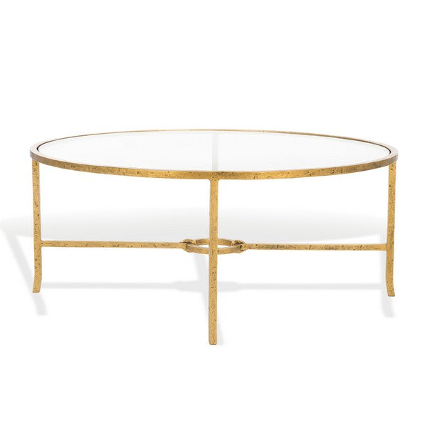 Tauri Forged Metal Round Coffee Table in Brass