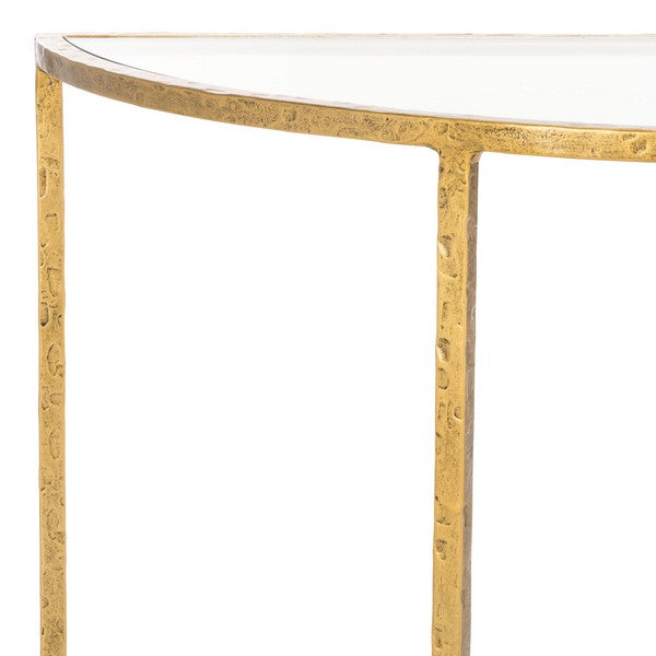 Tauri Forged Metal Half Moon Console Table in Brass