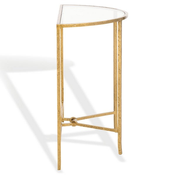 Tauri Forged Metal Half Moon Console Table in Brass