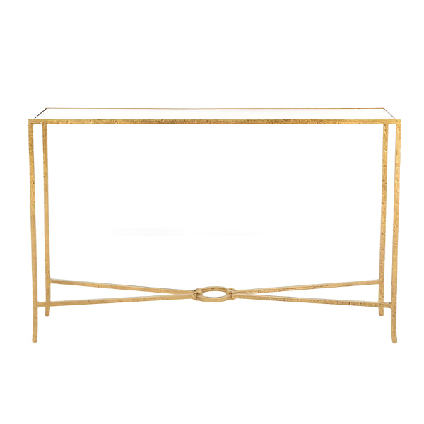 Tauri Forged Metal Console Table in Brass