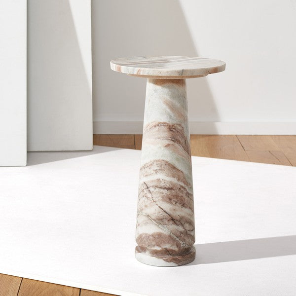 Safavieh Valentia Marble Accent Table in White/Brown