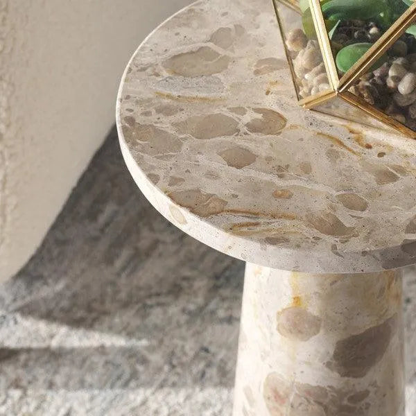 Safavieh Valentia Marble Accent Table in Beige