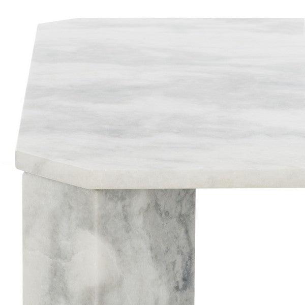 Safavieh Daysi Marble Coffee Table in White with Chunky Legs