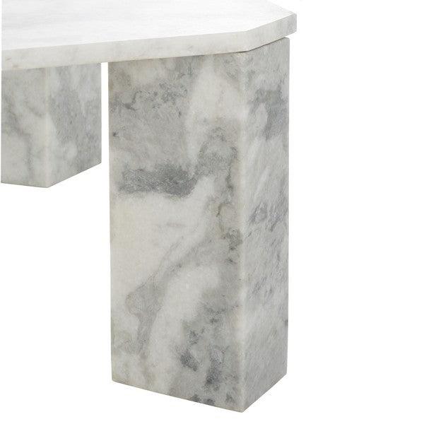 Safavieh Daysi Marble Coffee Table in White with Chunky Legs