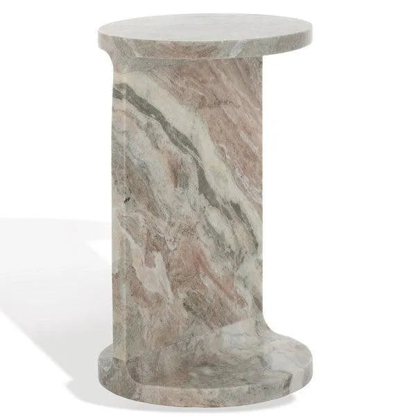 Safavieh Melinda C-shaped Marble Accent Table in White/Brown