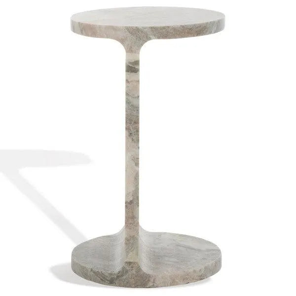 Safavieh Melinda C-shaped Marble Accent Table in White/Brown