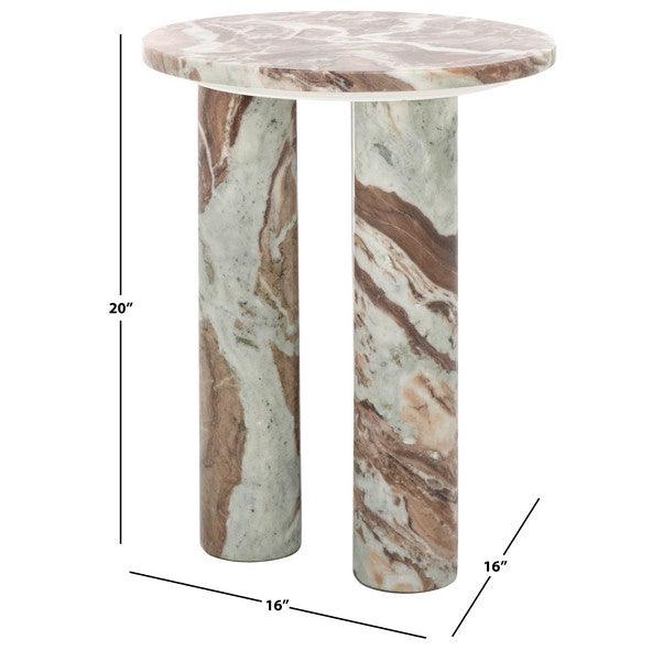 Giabella Marble Accent Table in White/Brown with 3 Leg