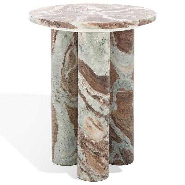 Safavieh Giabella Marble Accent Table in White/Brown with 3 Leg