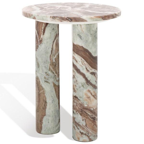 Safavieh Giabella Marble Accent Table in White/Brown with 3 Leg