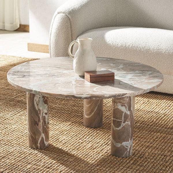 Safavieh Giabella White/Brown 3 Leg Marble Coffee Table