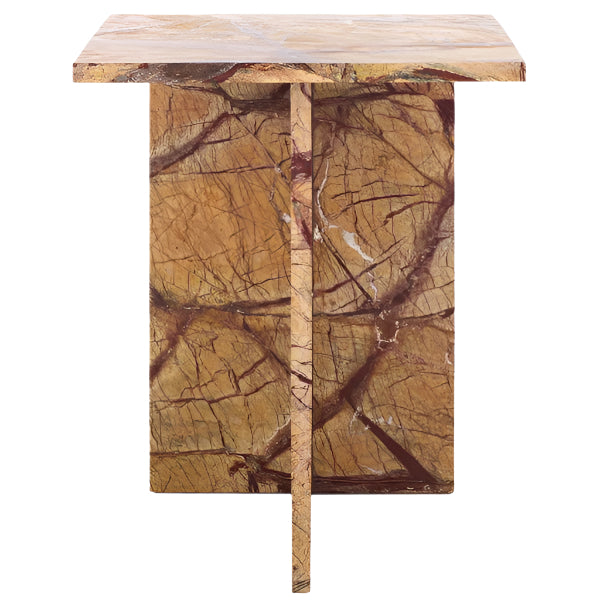 Adriano 2-Leg Marble Accent Table in Beige and Brown