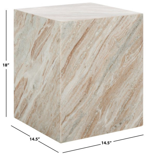 Katharina Marble Plinth Accent Table in Brown and White