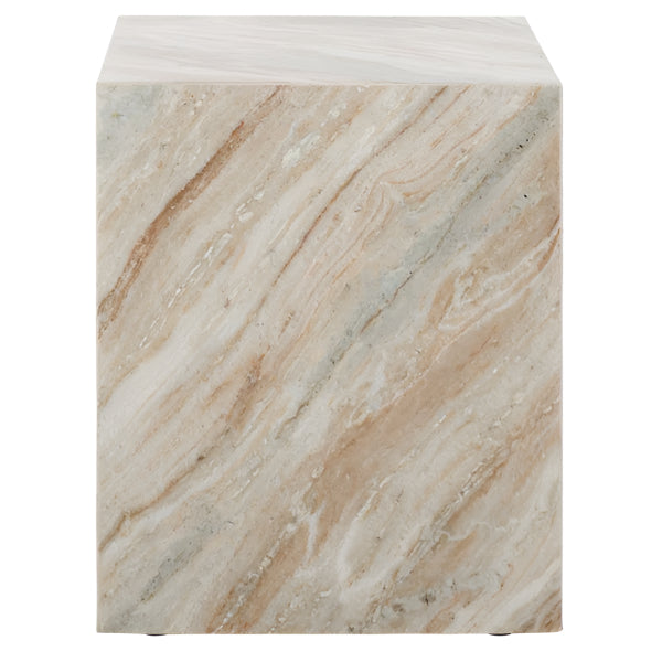 Katharina Marble Plinth Accent Table in Brown and White