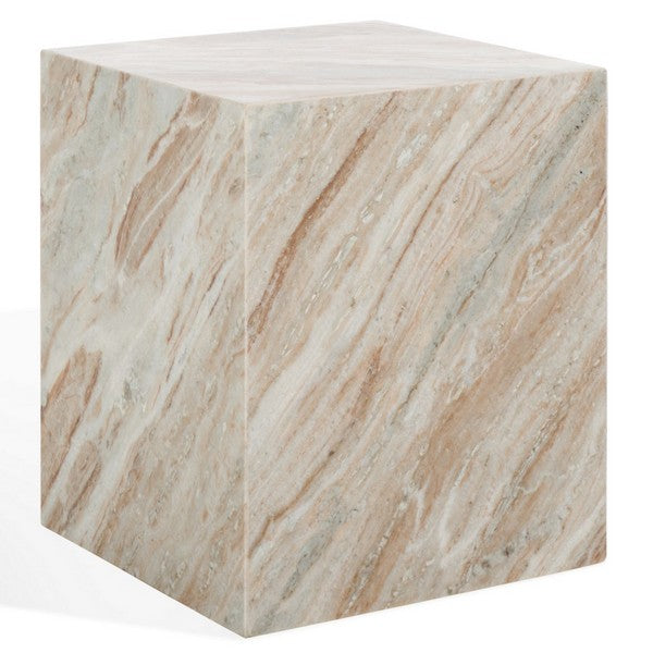 Katharina Marble Plinth Accent Table in Brown and White